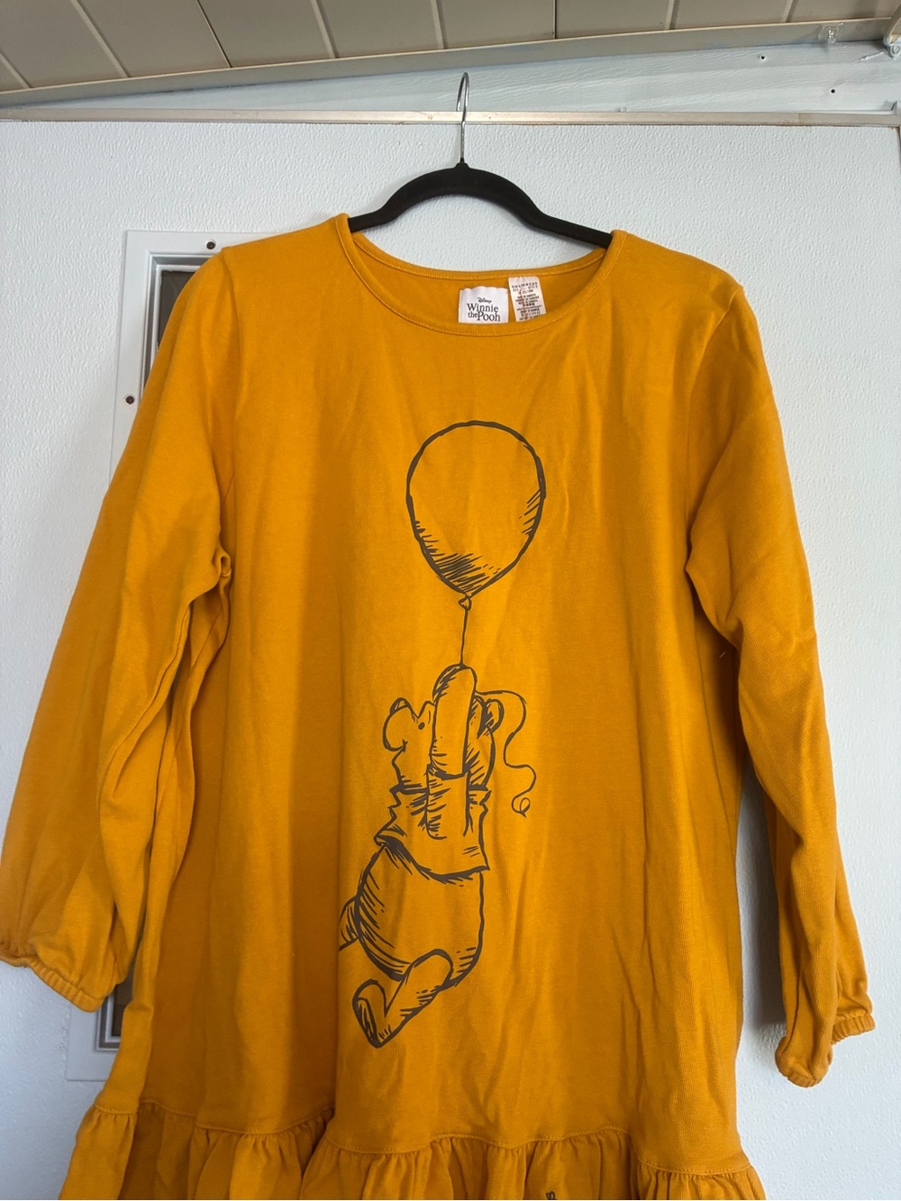 Disney Sweatshirt Style Dress Mustard Yellow Winnie the Pooh Women's XL - Picture 2 of 9